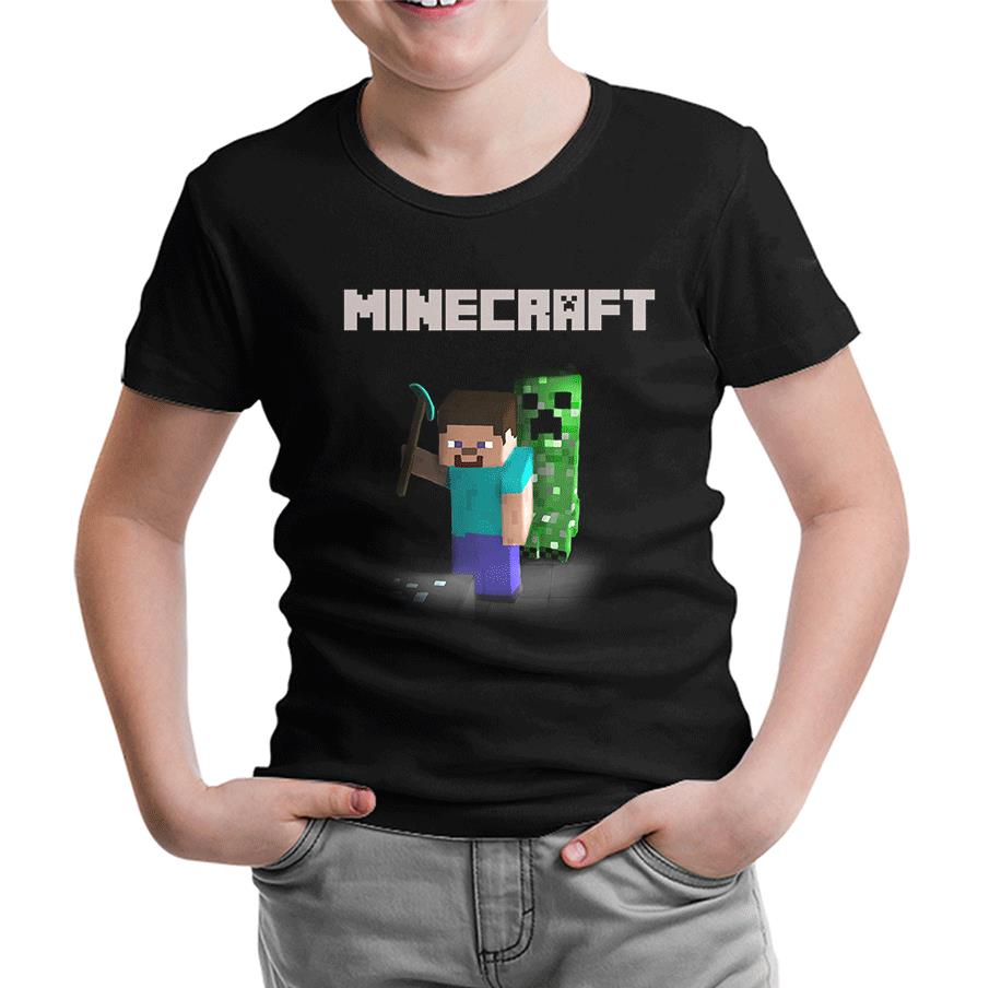 Minecraft - 7 Siyah Çocuk Tshirt