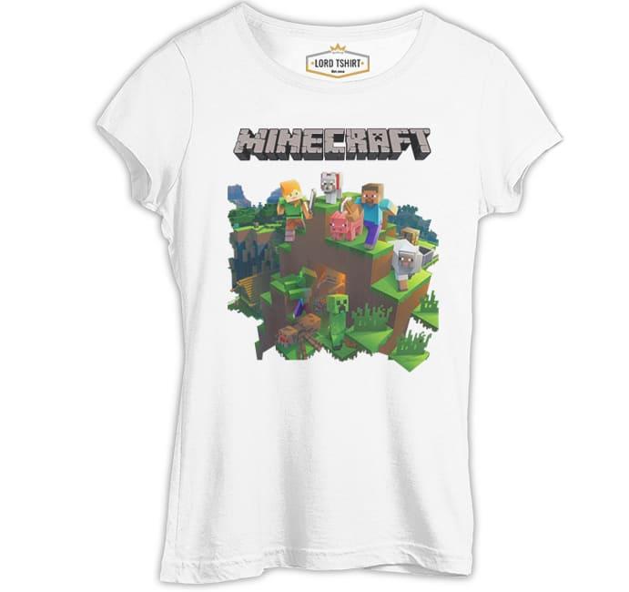 Minecraft - Bedrock Beyaz Kadın Tshirt