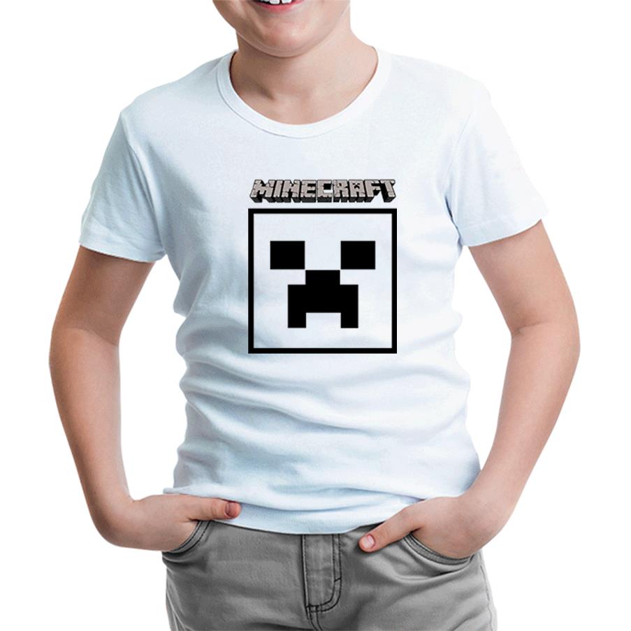 Minecraft - Creeper Stencil White Kids Tshirt