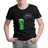 Minecraft - Creepers Gonna Creep Siyah Çocuk Tshirt