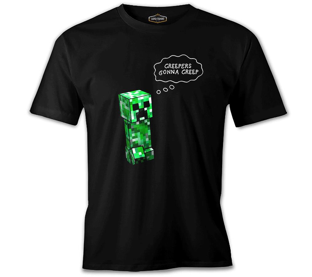 Minecraft - Creepers Gonna Creep Siyah Erkek Tshirt