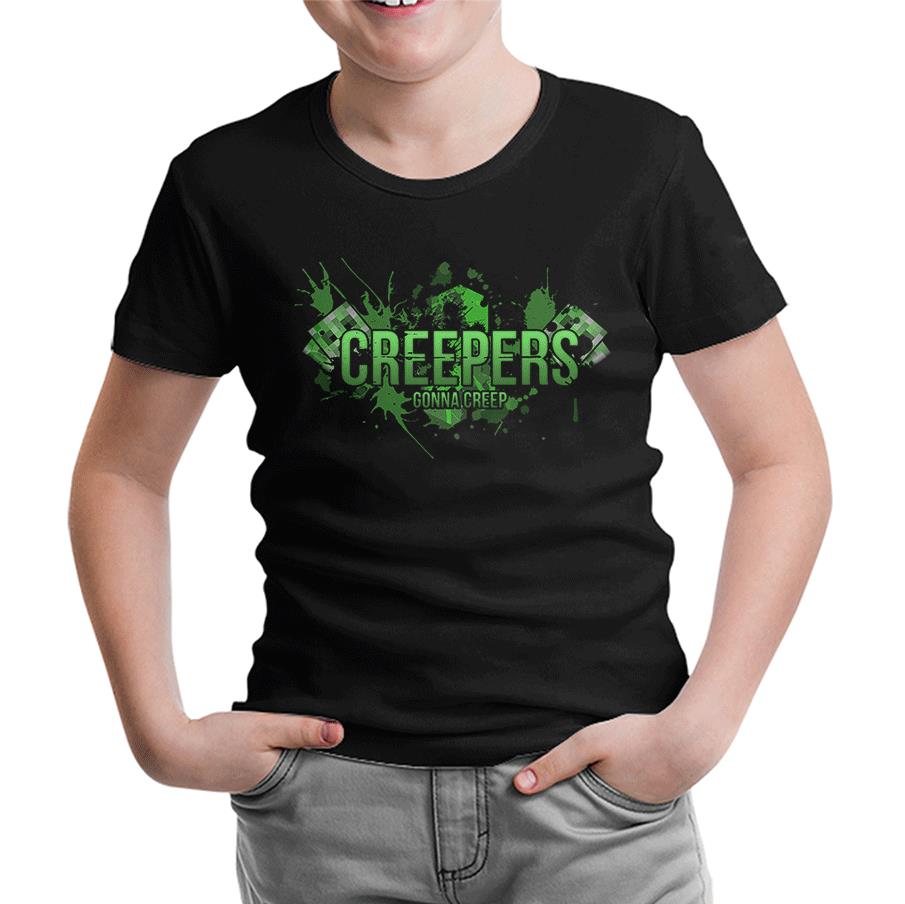 Minecraft - Creepers Siyah Çocuk Tshirt