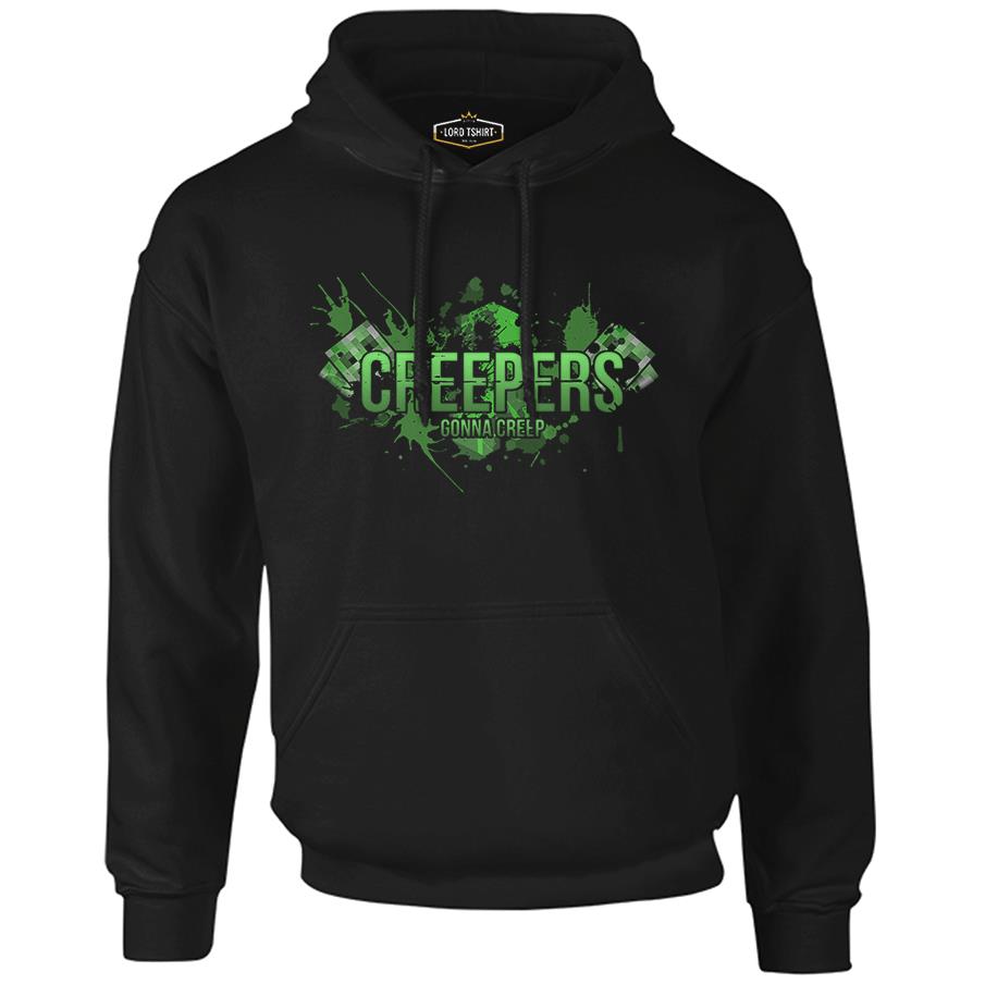 Minecraft - Creepers Siyah Erkek Fermuarsız Kapşonlu