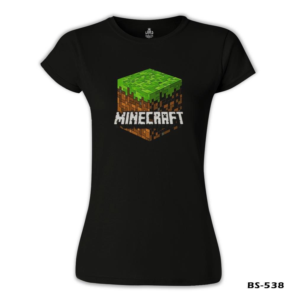 Minecraft - Cube Siyah Kadın Tshirt