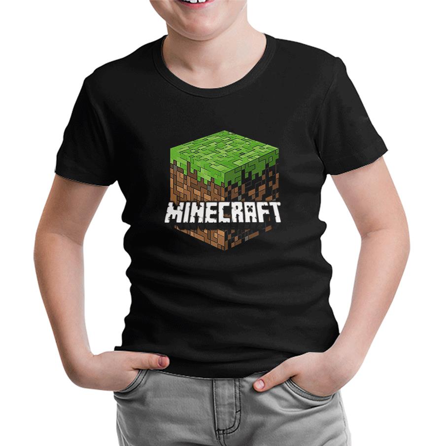 Minecraft - Cube Siyah Çocuk Tshirt