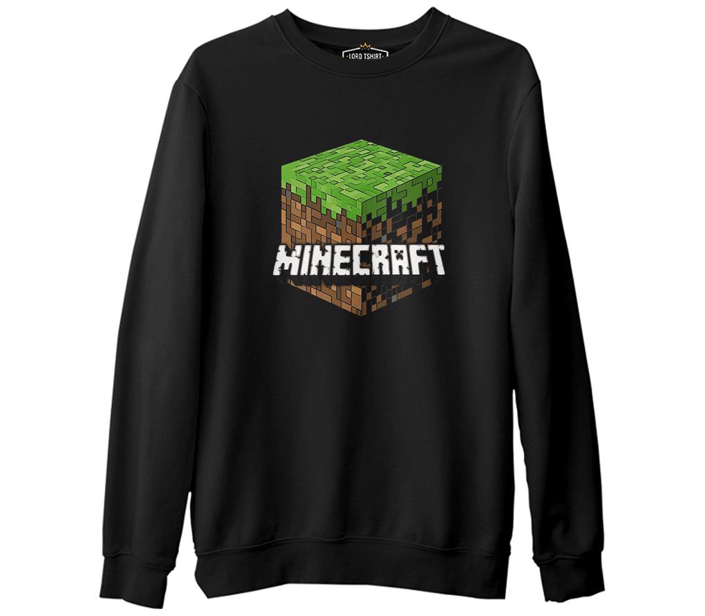 Minecraft - Cube  Siyah Erkek Kalın Sweatshirt