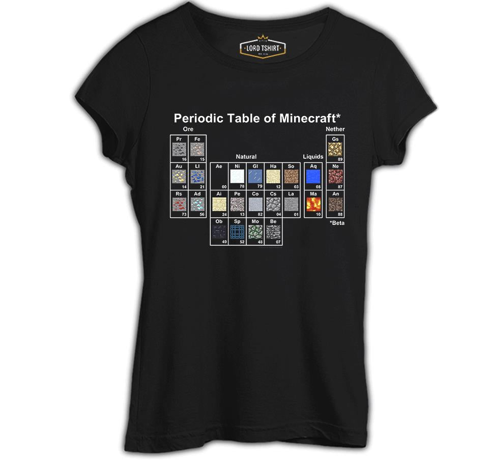 Minecraft - Periodic Table Siyah Kadın Tshirt