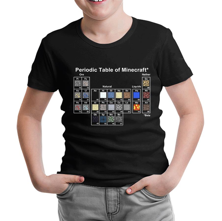 Minecraft - Periodic Table Siyah Çocuk Tshirt