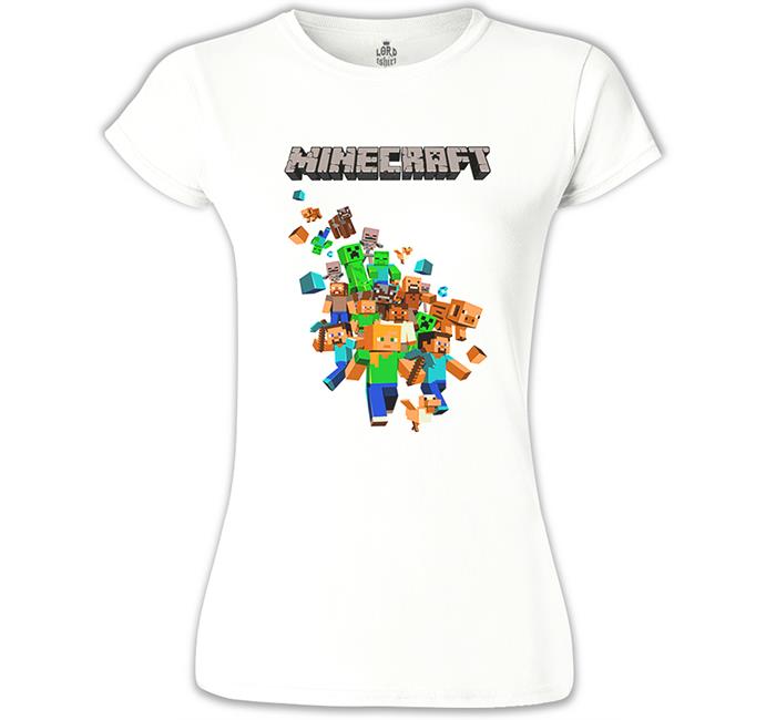 Minecraft - Steve and Alex Beyaz Kadın Tshirt
