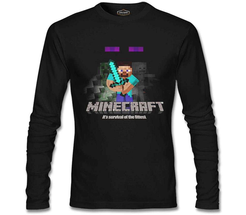 Minecraft - Survival of the Fittest Siyah Erkek Sweatshirt