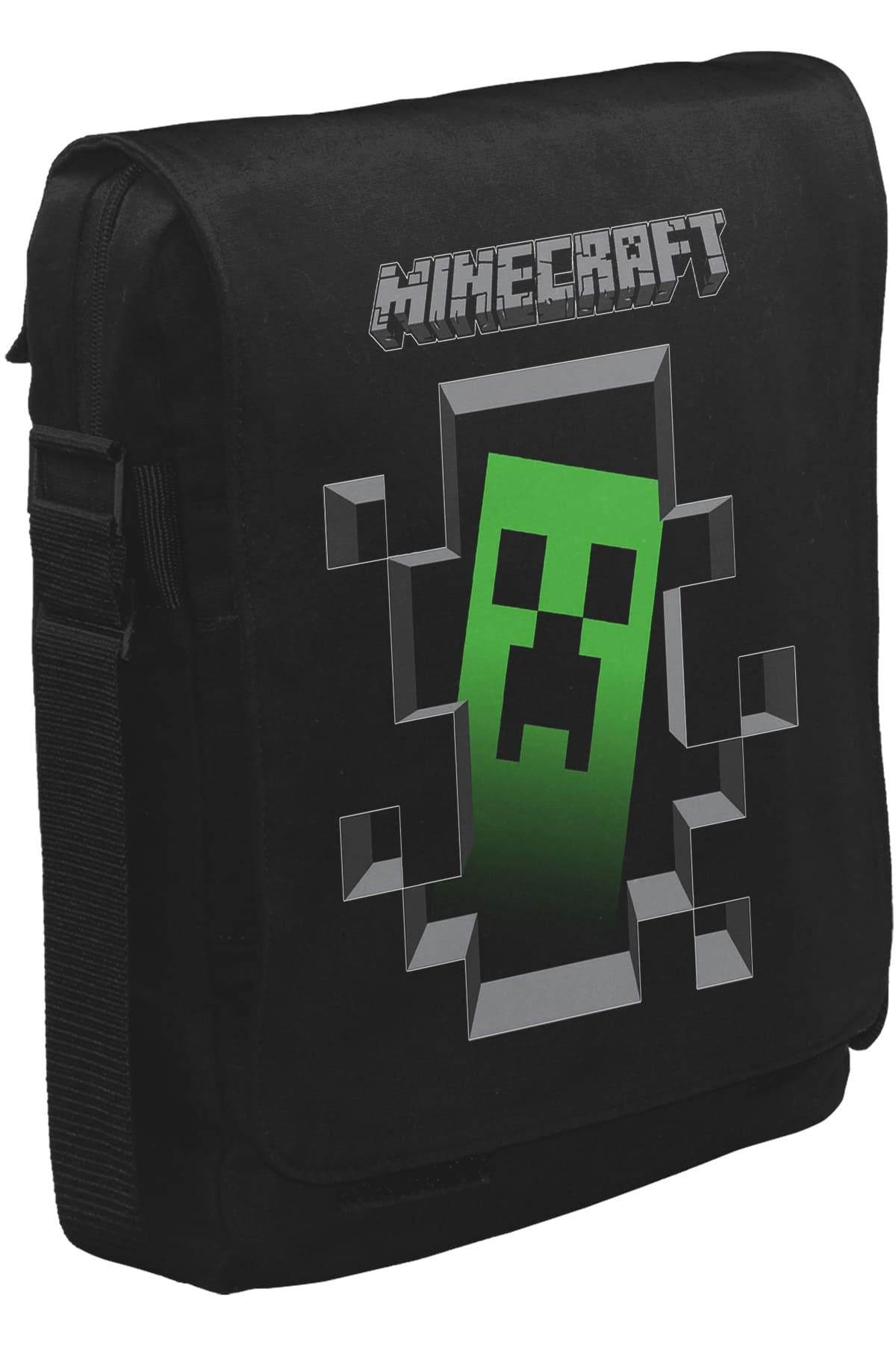 Minecraft Unisex Siyah Postacı Çanta