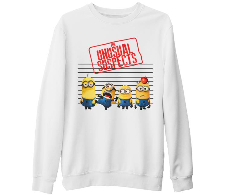 Minions - The Unusual Suspects Beyaz Kalın Sweatshirt