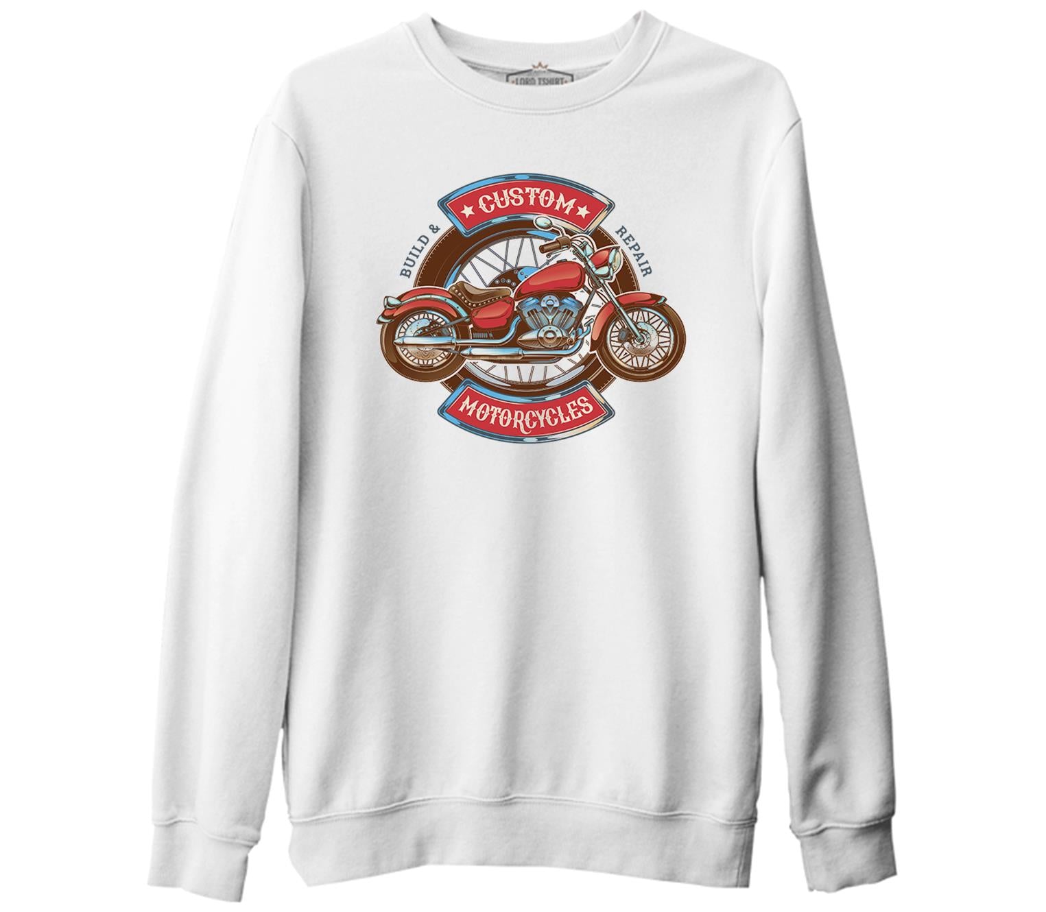 Model Motorcycle White Thick Sweatshirt