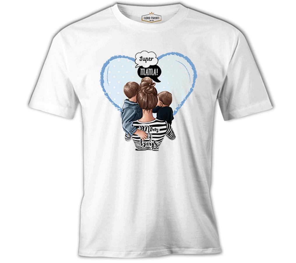 Mom of Boys Anneler Günü Beyaz Unisex Tshirt