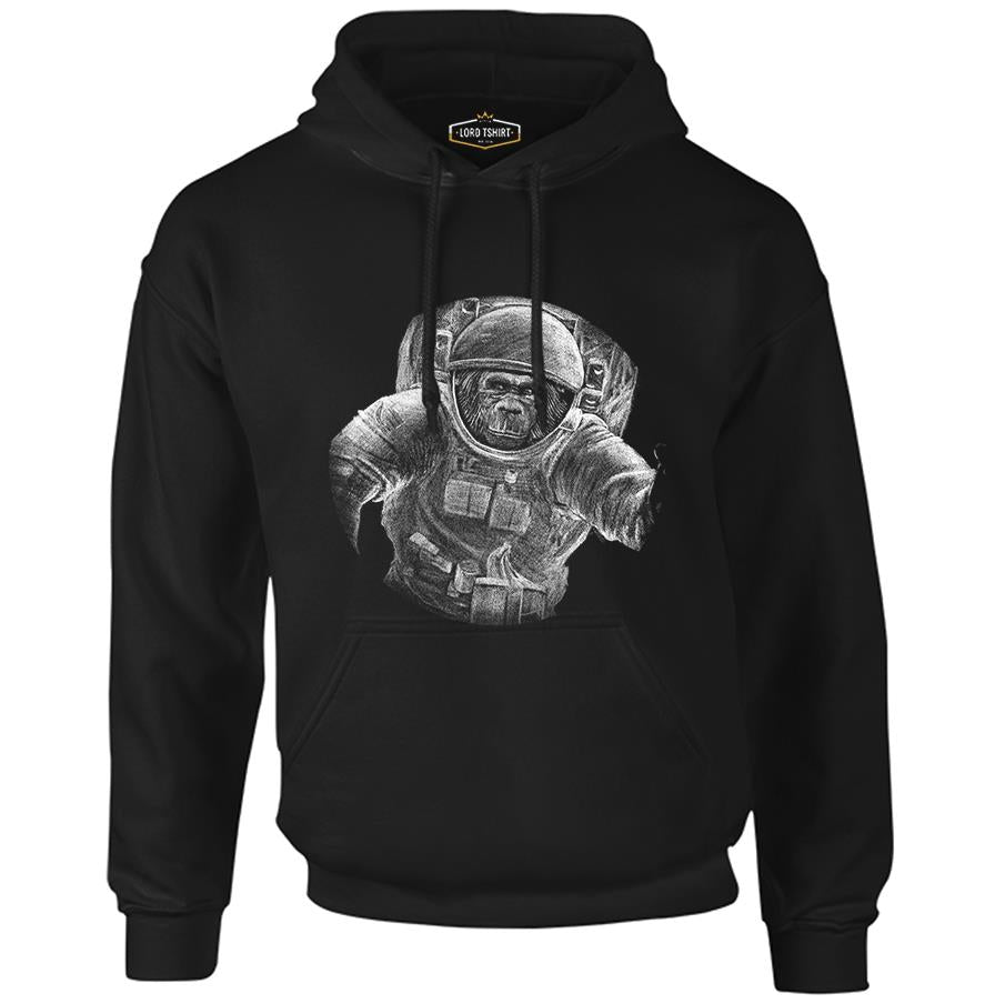 Monkey Astronaut Realistic Black Men's Zipperless Hoodie