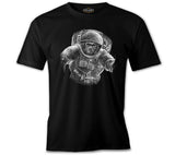 Monkey Astronaut Realistic Siyah Erkek Tshirt