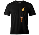 Monkey Climbing for Banana in the Pocket Black Men's Tshirt