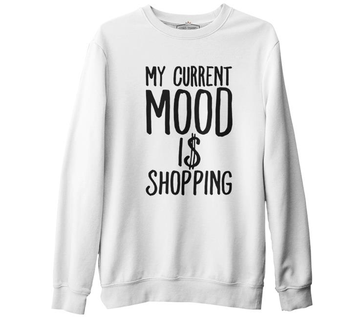 Mood Shop with Dolars Beyaz Erkek Kalın Sweatshirt