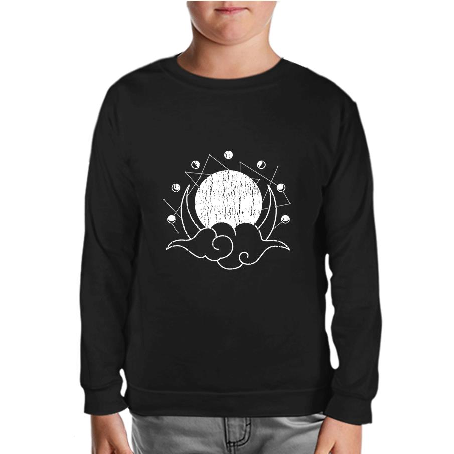 Moon Phases Behind a Cloud Black Kids Sweatshirt