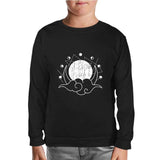 Moon Phases Behind a Cloud Black Kids Sweatshirt