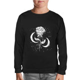 Moons Around a Rose Black Kids Sweatshirt