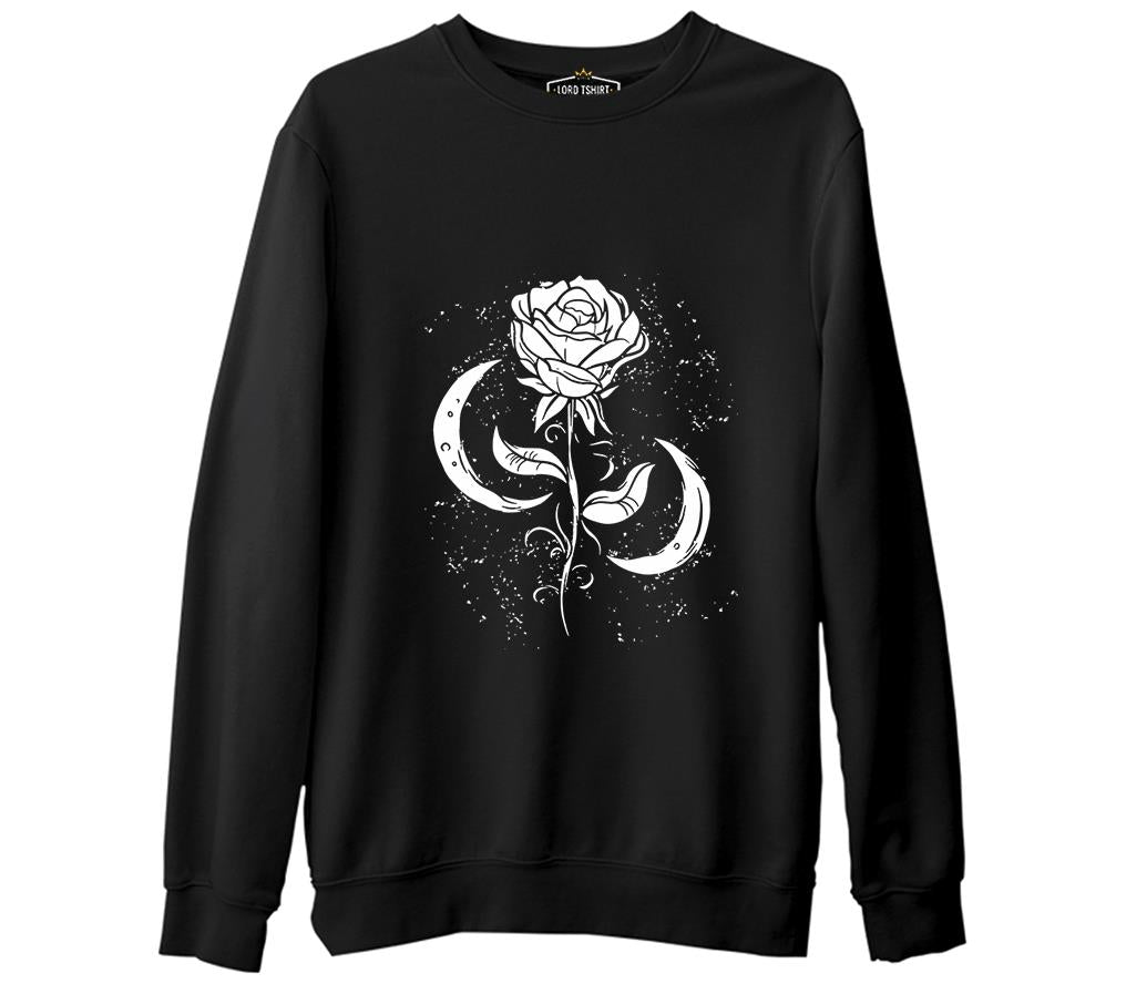 Moons Around a Rose Black Men's Thick Sweatshirt
