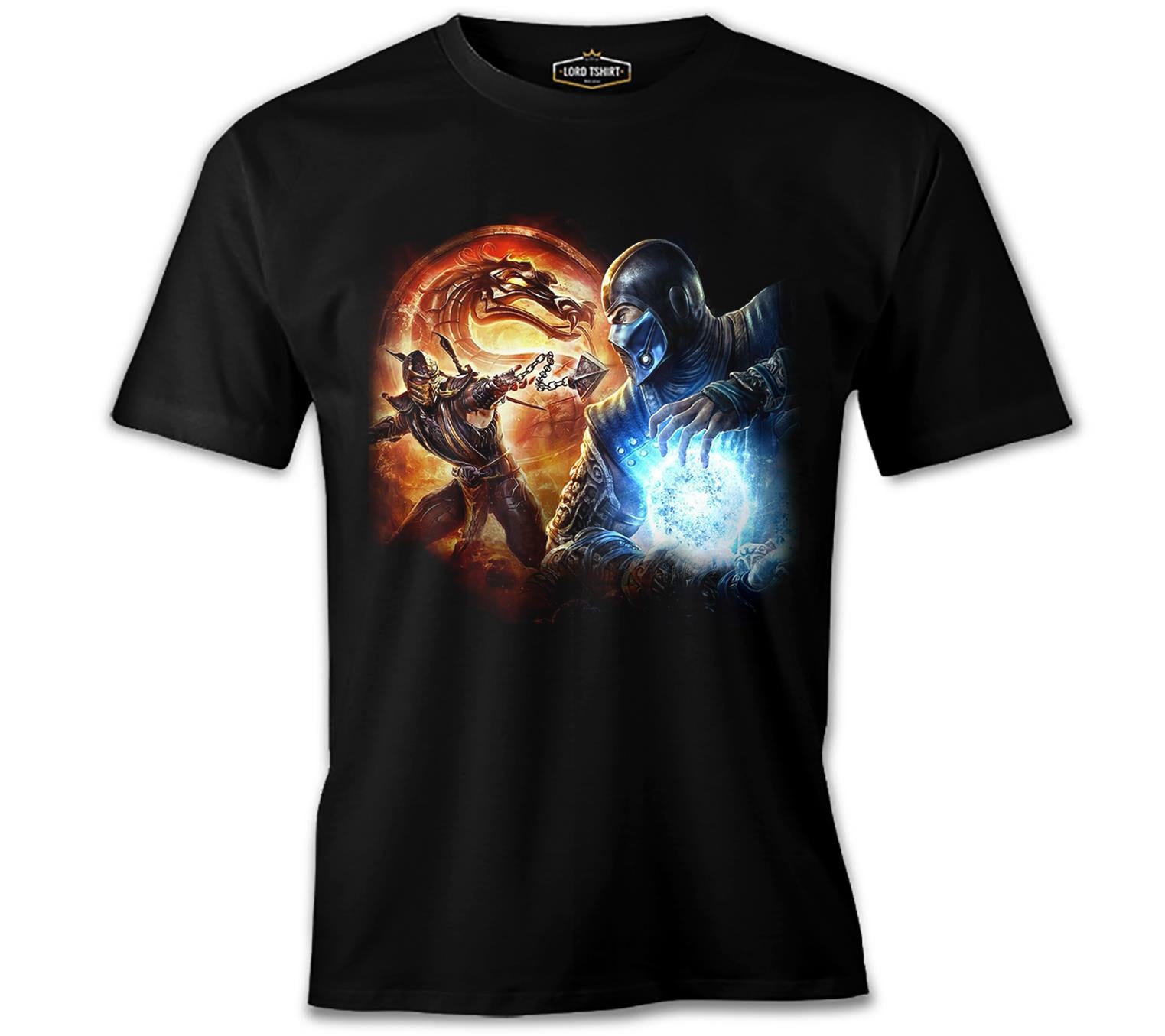 Mortal Combat - Dragon Fire vs. Ice Siyah Erkek Tshirt