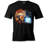 Mortal Combat - Dragon Fire vs. Ice Siyah Erkek Tshirt