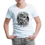 Motorcycle Life on Wheels White Kids Tshirt