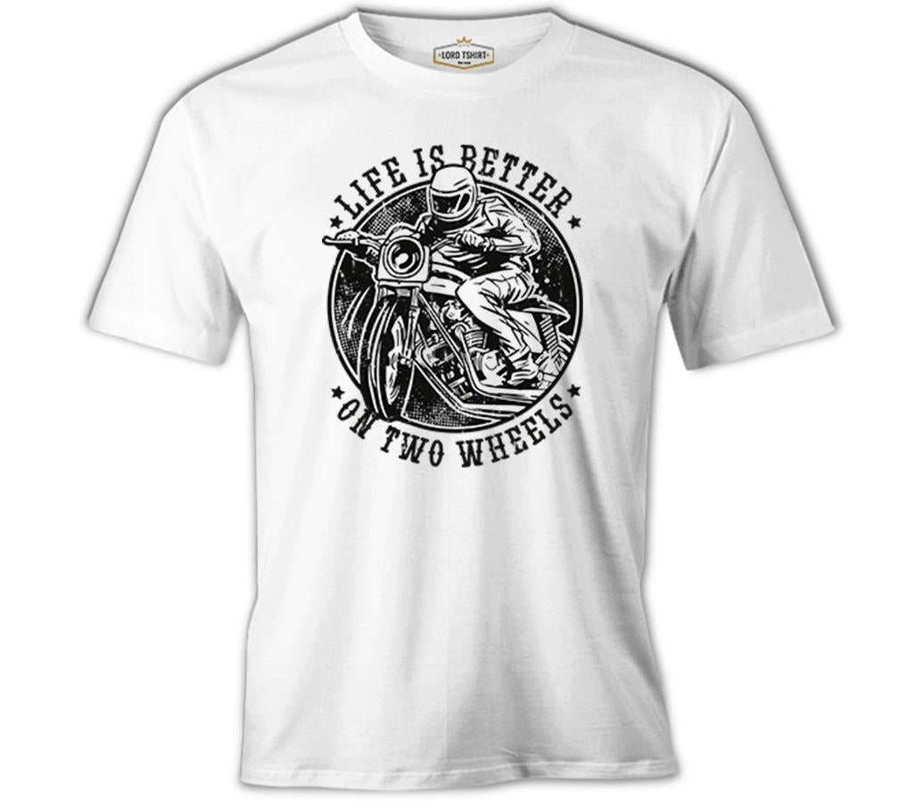 Motorcycle Life on Wheels Beyaz Erkek Tshirt