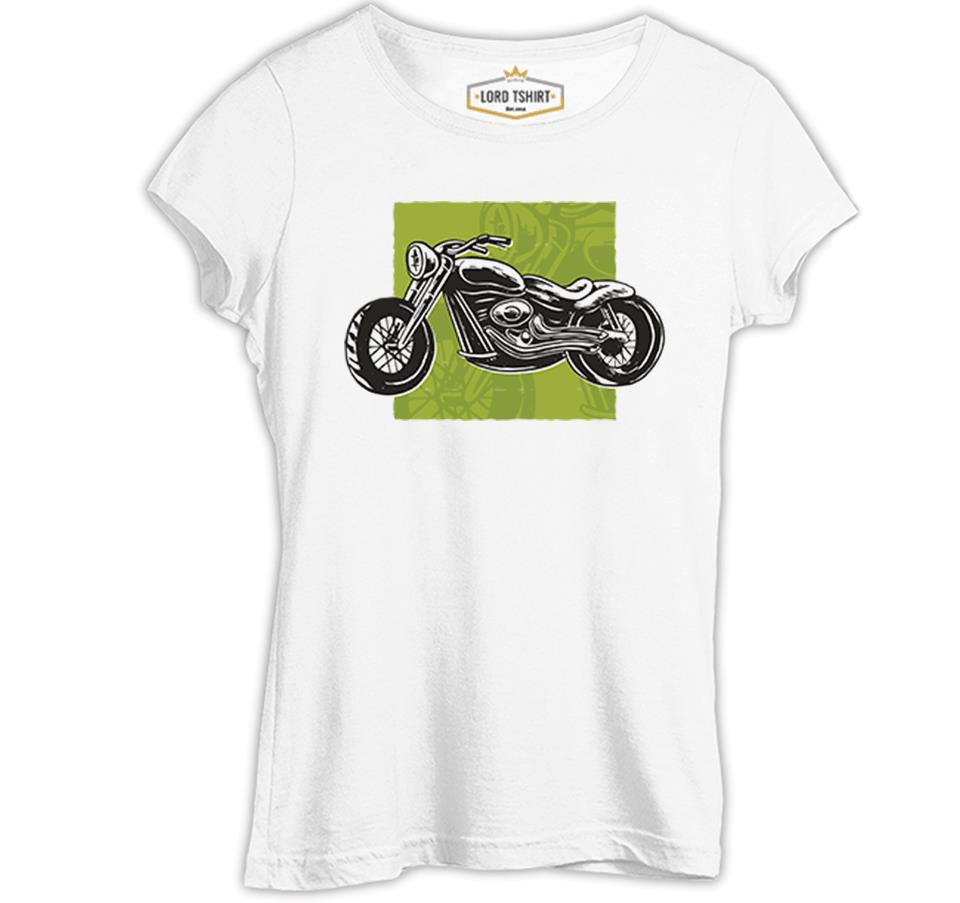 Motorcycle on a Green Background White Women's Tshirt