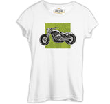 Motorcycle on a Green Background White Women's Tshirt