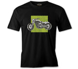 Motorcyle on a Green Background Black Men's Tshirt