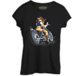 Motosiklet - Biker Girl Siyah Kadın Tshirt