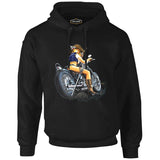 Motosiklet - Biker Girl Siyah Erkek Fermuarsız Kapşonlu