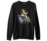 Motosiklet - Biker Girl  Siyah Erkek Kalın Sweatshirt