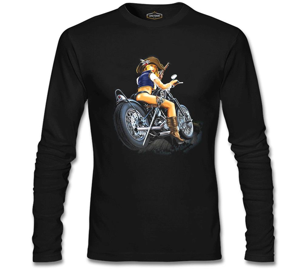 Motorcycle - Biker Girl Black Men's Sweatshirt