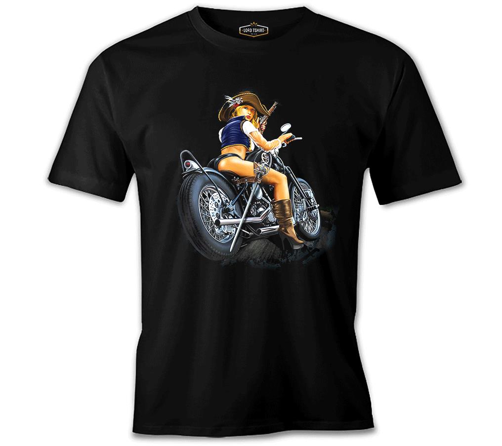 Motorcycle - Biker Girl Black Men's Tshirt
