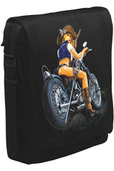 Motosiklet - Biker Girl Unisex Siyah Postacı Çanta