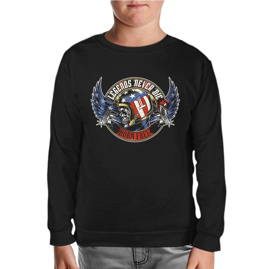 Motorcycle - Born Free Black Kids Sweatshirt