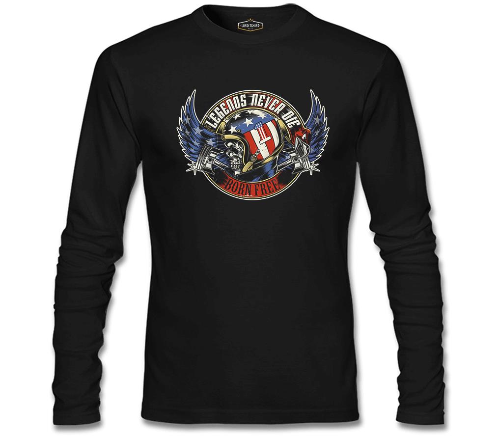 Motorcycle - Born Free Black Men's Sweatshirt