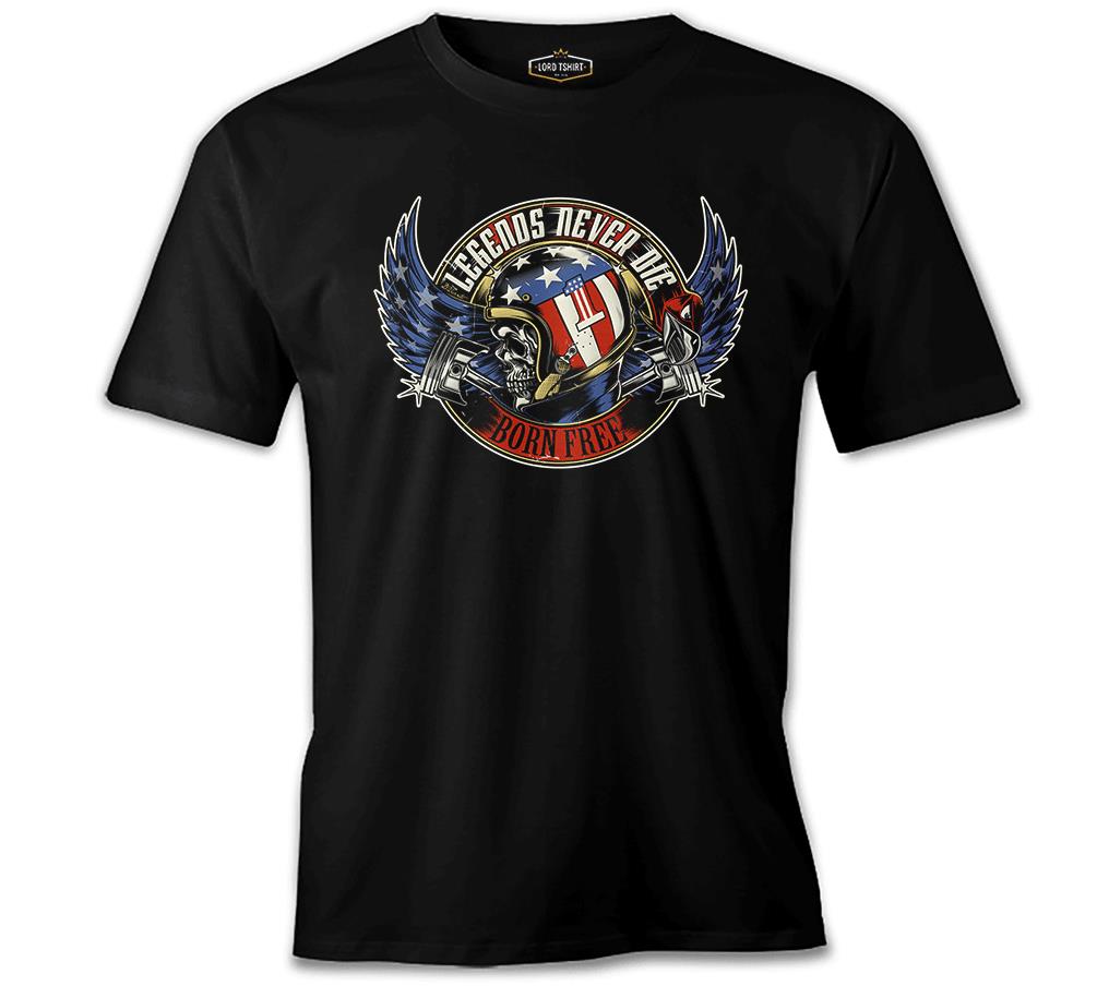 Motosiklet - Born Free Siyah Erkek Tshirt