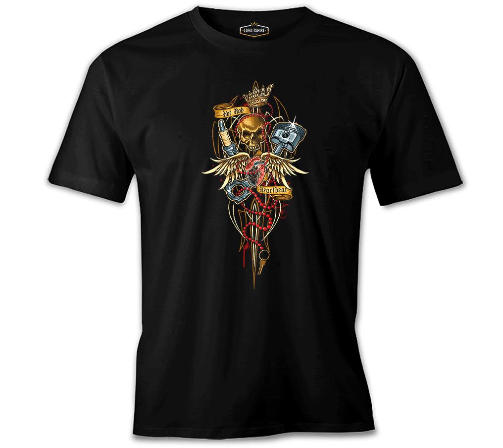 Motosiklet - Heartbeat Siyah Erkek Tshirt
