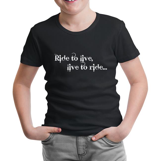 Motosiklet - Live to Ride Siyah Çocuk Tshirt