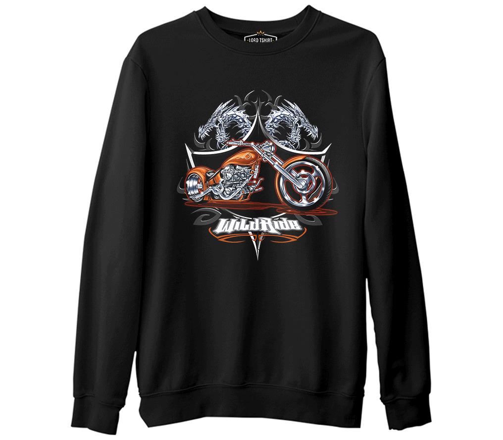 Motosiklet - Motor Ride  Siyah Erkek Kalın Sweatshirt