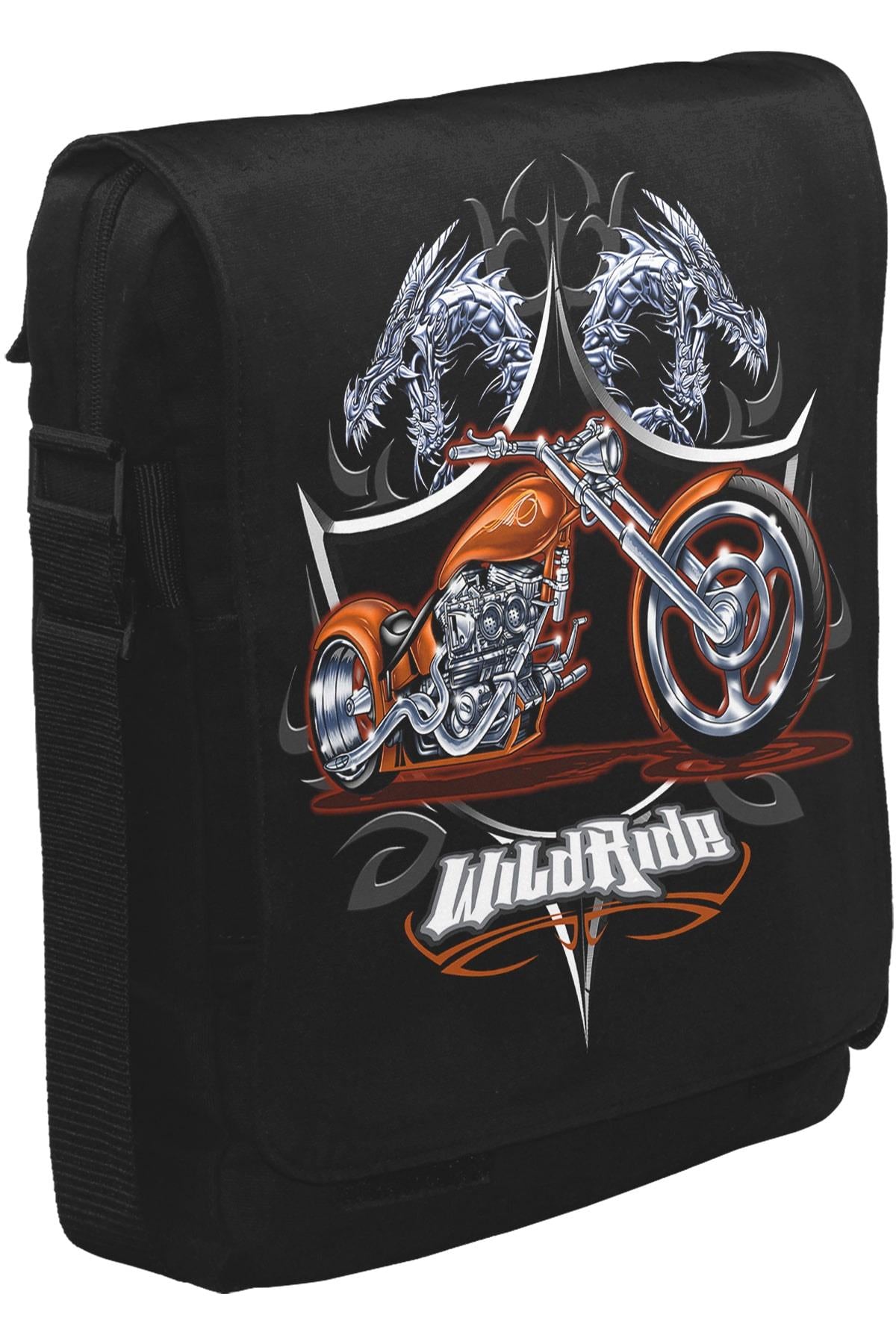 Motosiklet - Motor Ride Unisex Siyah Postacı Çanta
