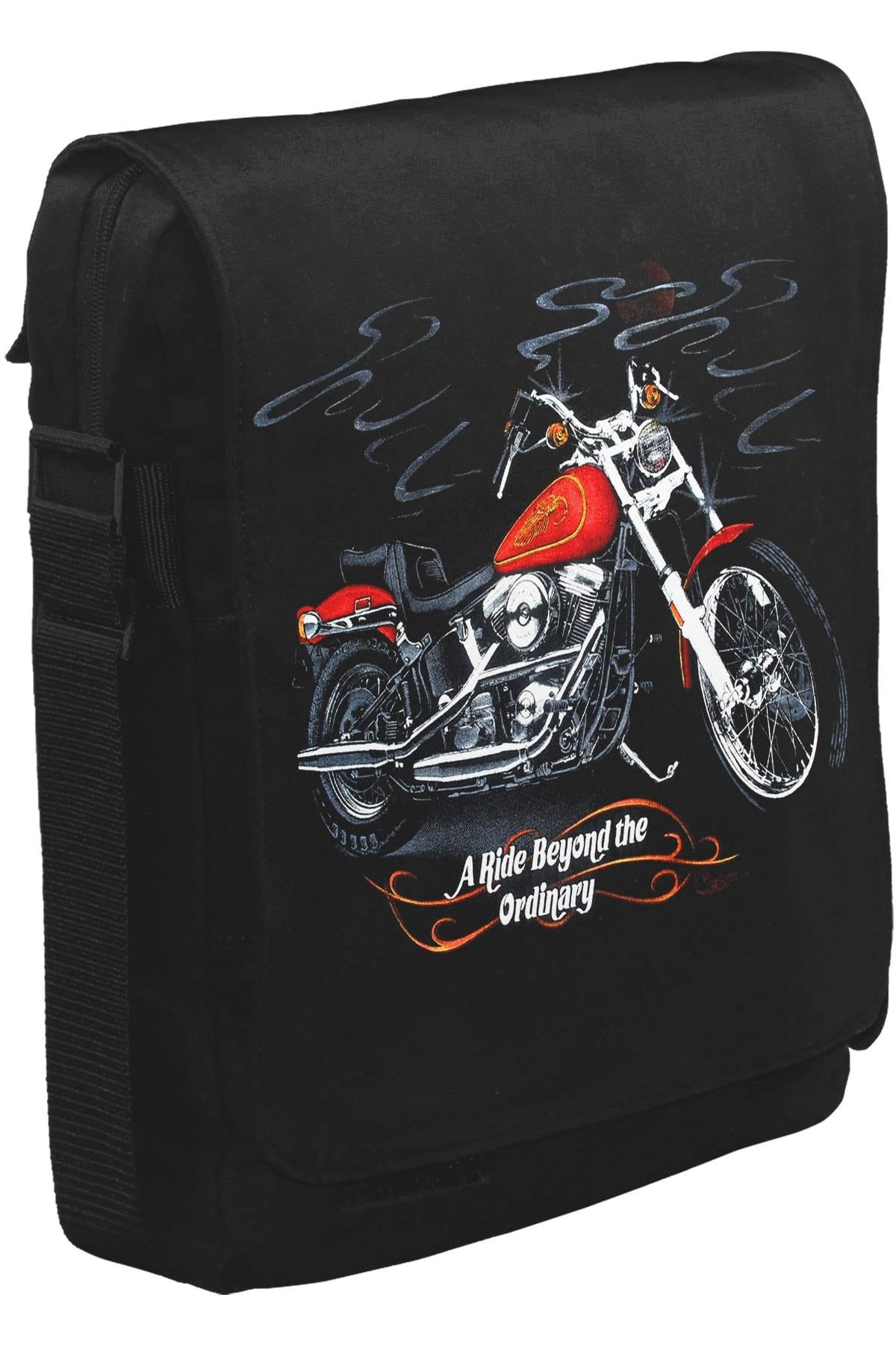 Motosiklet - Ride Extraordinary Unisex Siyah Postacı Çanta