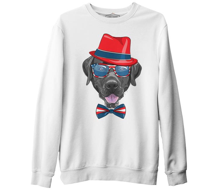 Mr. Dog - Köpek Beyaz Erkek Kalın Sweatshirt