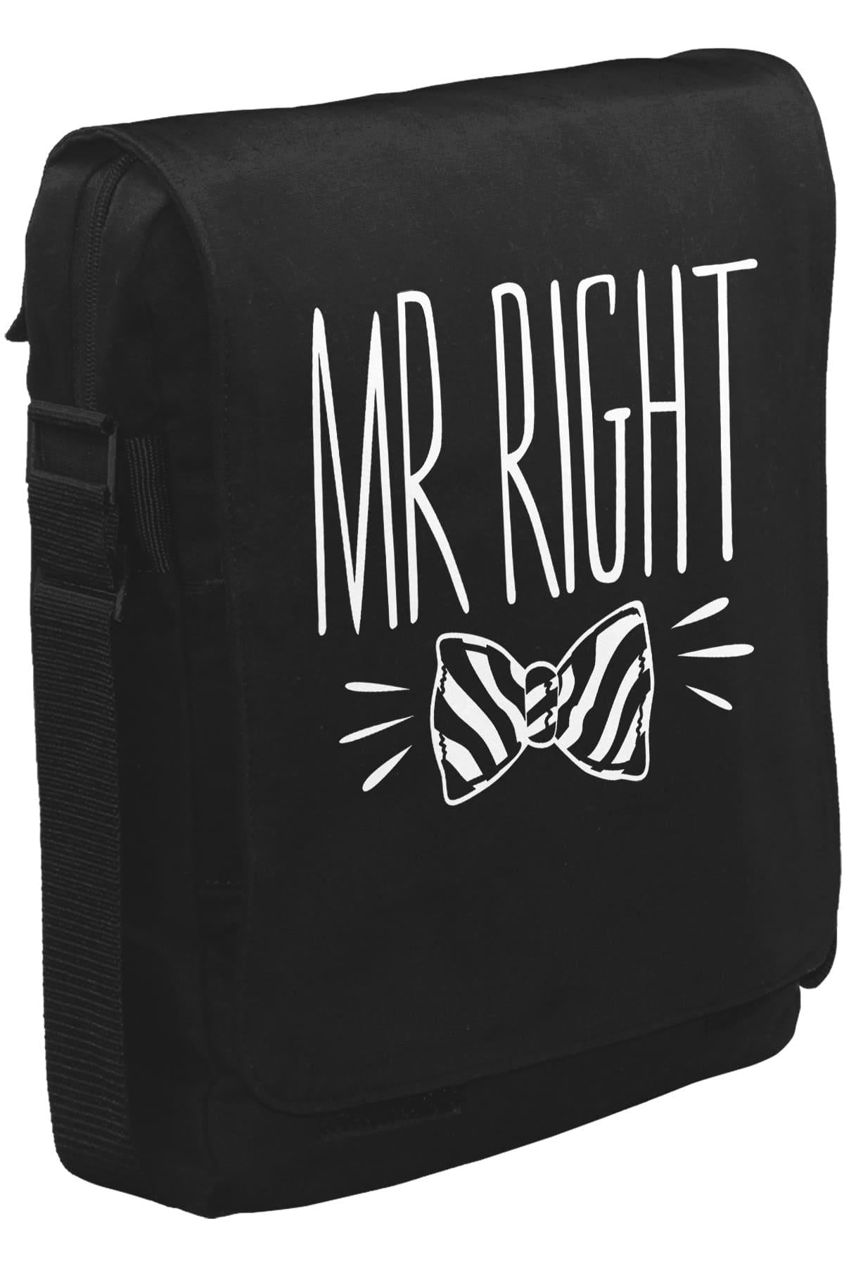 Mr. Right Bowtie Unisex Black Messenger Bag 