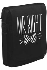Mr. Right Bowtie Unisex Black Messenger Bag 